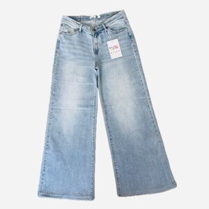 👖🛹 RISEN Freckled Poppy Y2K Wide Leg Jeans Light Wash High Rise Sz 15